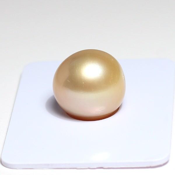 ルース パール 白蝶真珠13.1mm×13.6mm1珠 天然の凹みありイチゴのような形 イエローゴールド色｜wizem｜03