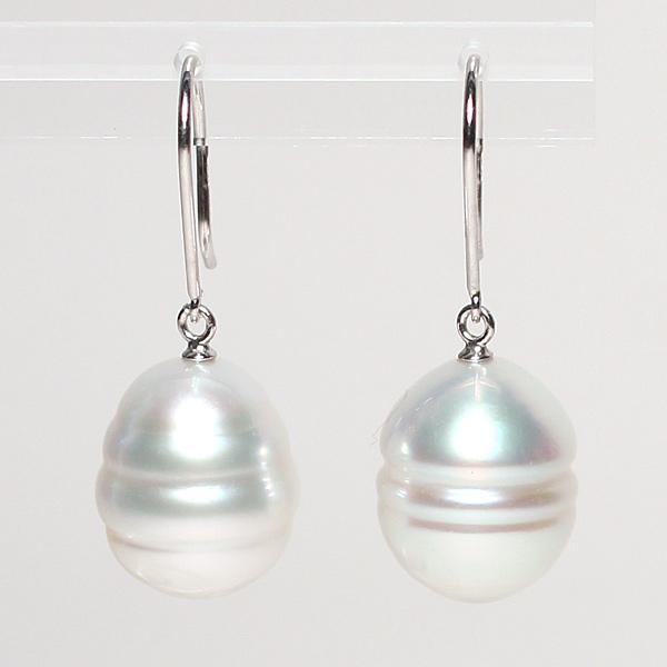 ピアス パールフックピアス バロック形 白蝶真珠 幅11mmUP縦13mmUP ホワイトゴールド K14WG つりばり型Lピアス | 