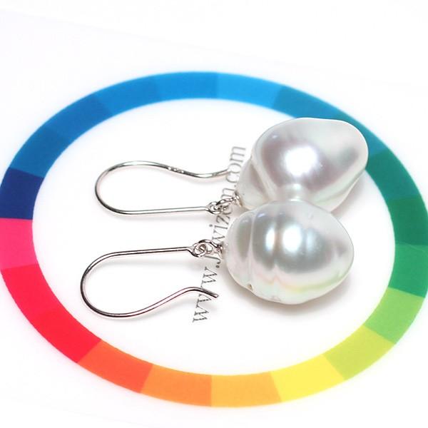 ピアス パールフックピアス バロック形 白蝶真珠 幅11mmUP縦13mmUP ホワイトゴールド K14WG つりばり型Lピアス |  | 10