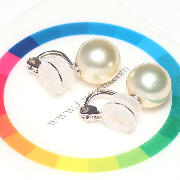 イヤリング シロチョウパールイヤリング 幅10.6mm白蝶真珠 ライトイエロー色 SILVERソフトタッチイヤリング 微調整可痛くないイヤリング |  | 03