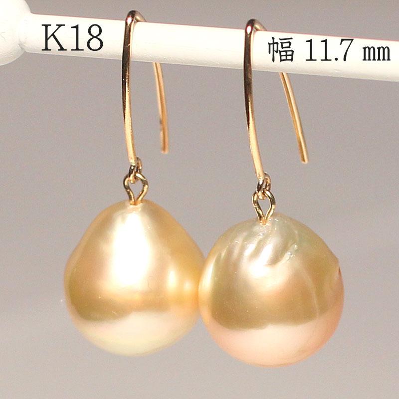 ピアス ゴールドパールフックピアス 白蝶真珠幅11.7mm高12.6mm イエローゴールドK18 |  | 02