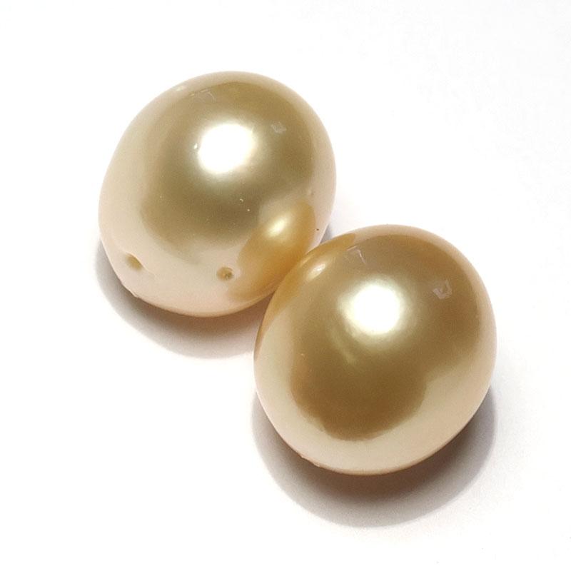 宝石ルース ゴールドパール 白蝶真珠2珠 幅11.6mm縦13.4mm幅12.2mm