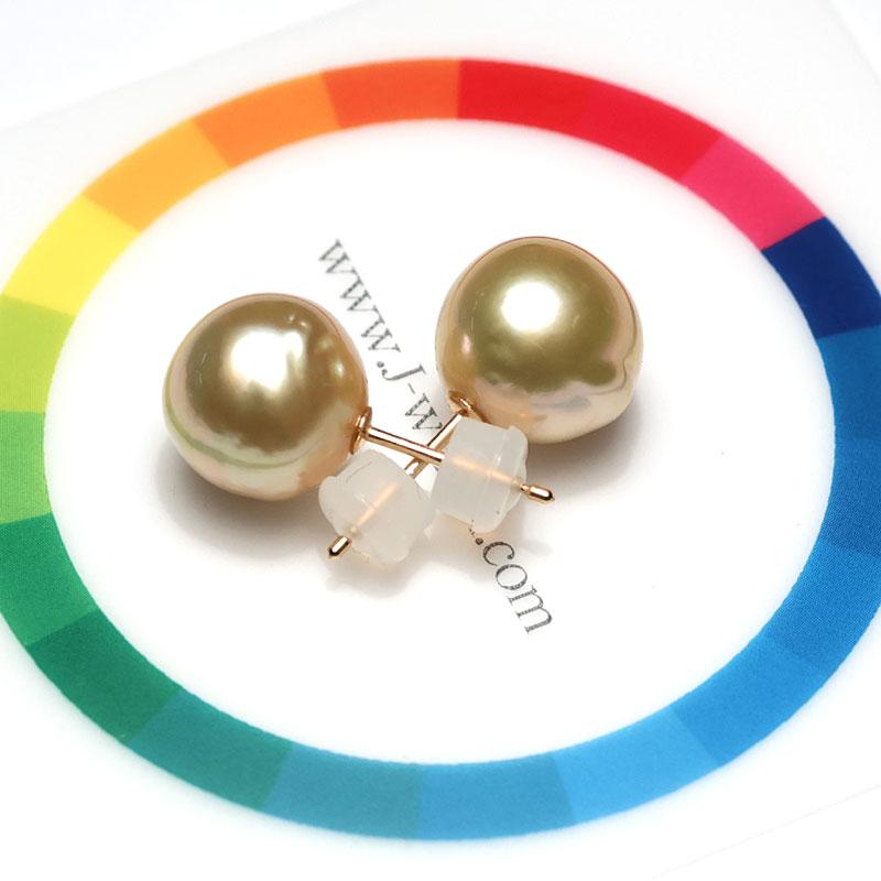 ゴールドメッキ パール ピアス ピアス ゴールドパールピアス 白蝶真珠 幅10.1mmバロック形 スタッド