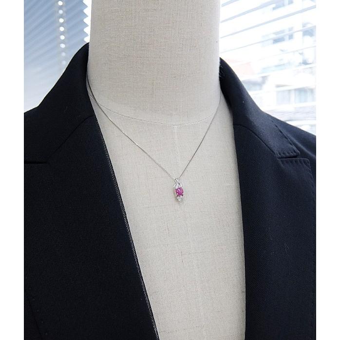 ダイヤ付きプラチナルビーペンダント ネックレス プラチナ PT900 ルビー ダイヤモンド 0.05ct