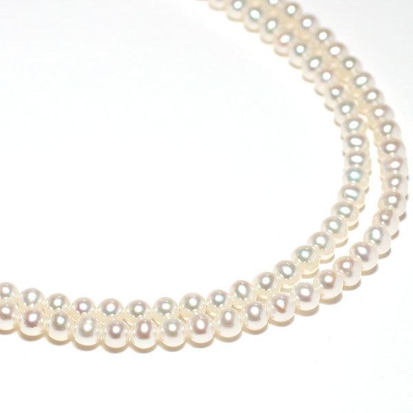 ネックレス 淡水パール約40cm+5cmアジャスター付ネックレス 幅約4-4.5