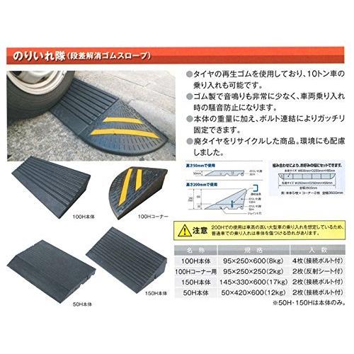 のりいれ隊 段差解消ゴムスロープ 50h本体 2枚 接続ボルト付 50 4 600 重量12kg アラオ 返品不可 待望