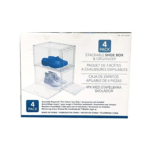 コストコ Stackable shoebox & organizer クリアシューズボックス 4個 aB0BVVTCH5X