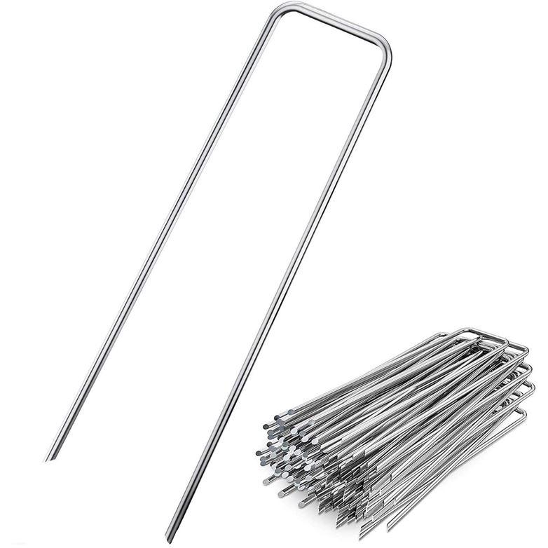 U字ピン 20cm 50本 スチール製 4mm径 極太強力ピン 人工芝 防草シート