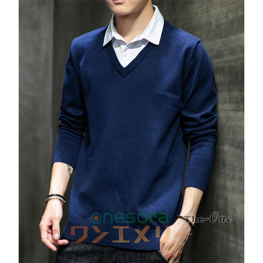 経典ブランド スリム 長袖 メンズ Shuming セーター プルオーバー ビジ ニットセーター おしゃれ 襟付き フェイクレイヤード ニット セーター Awacc Org