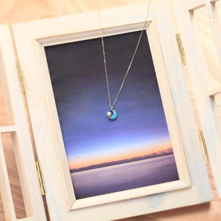 Baby Moon ターコイズ ペンダント K10 ネックレス レディース
