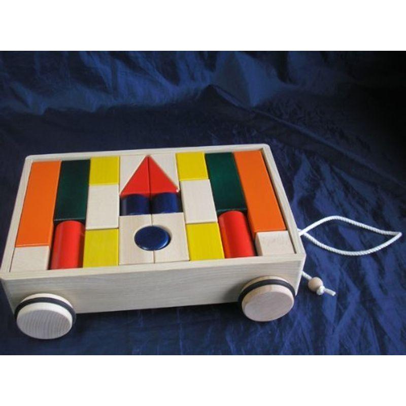 日本製木のおもちゃ引車積木