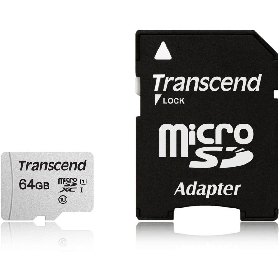 当店限定販売】 Transcend microSDXCカード 64GB Class10 UHS-I SD変換アダプタ付きTS64GUSD300S-A 