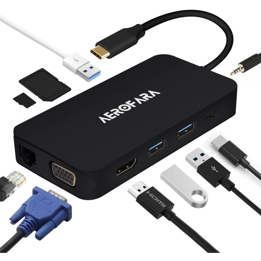 USB C ハブ usb 変換アダプター HDMIとVGA同時表示 type c hub USB C ハブ SD＆Micro SDカードリー USB ハブ usb 変換アダプター HDMIとVGA同時表示 type hub SD＆Micro SDカードリー