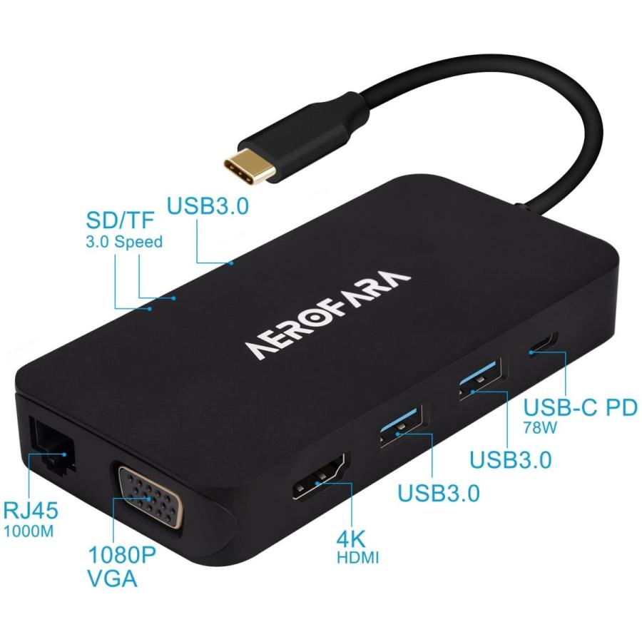 USB C ハブ usb 変換アダプター HDMIとVGA同時表示 type c hub USB C ハブ SD＆Micro SDカードリー USB ハブ usb 変換アダプター HDMIとVGA同時表示 type hub SD＆Micro SDカードリー