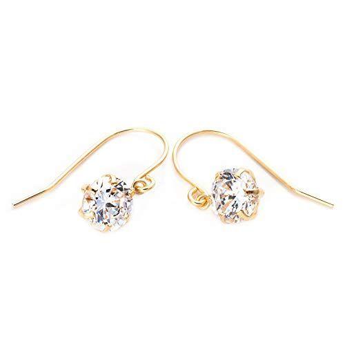 宝石の森 スーパーキュービックジルコニア ピアス K18 イエローゴールド ハート＆キューピット H＆C 大粒 1ctサイズ フック ジプシ