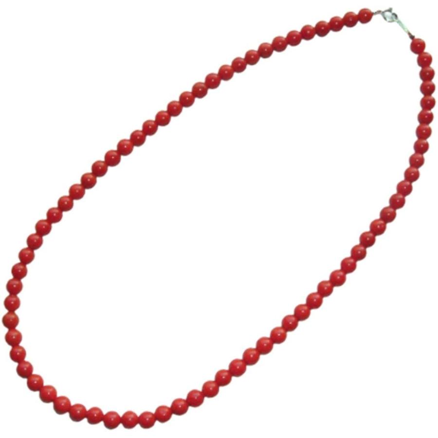 新春SALE！ 赤珊瑚 ネックレス チョーカー 5.8mmから5.5mm玉 地中海産サンゴ 42cm プレシャスジュエリー 14金ホワイトゴールドの金具 無 【TMF1908455106】(69513円)