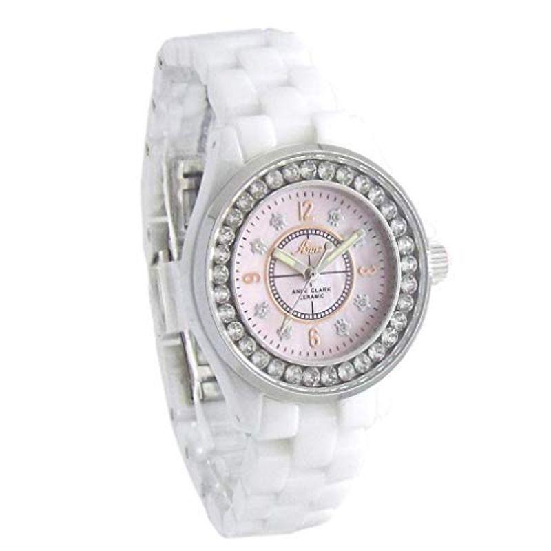 ANNE CLARK 腕時計 レディース パシフィック・ハワイ 金属アレルギー軽減対策 フル セラミック ホワイト ラインストーン(スワロフ