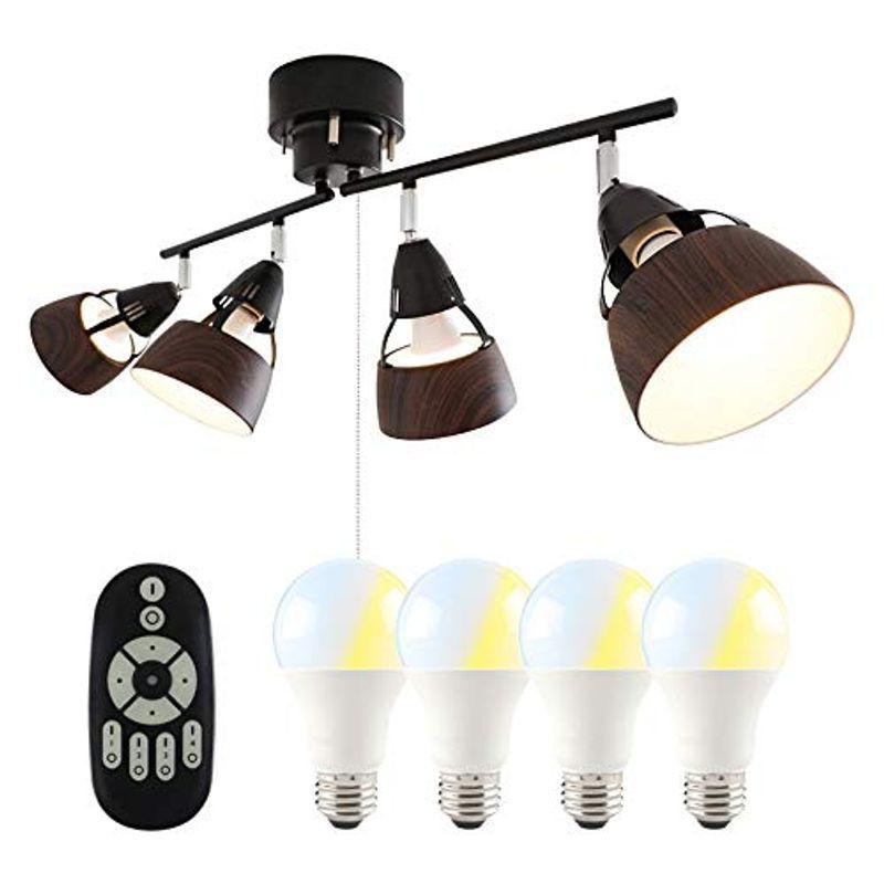 共同照明 シーリングライト 4灯 調光 調色 LED電球60W形・リモコン付き