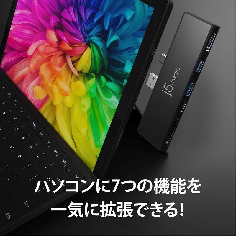 モテ j5 create Surface Pro 7専用 ミニ ドッキングステーション マルチ ハブ ブラック Power Delivery 最大