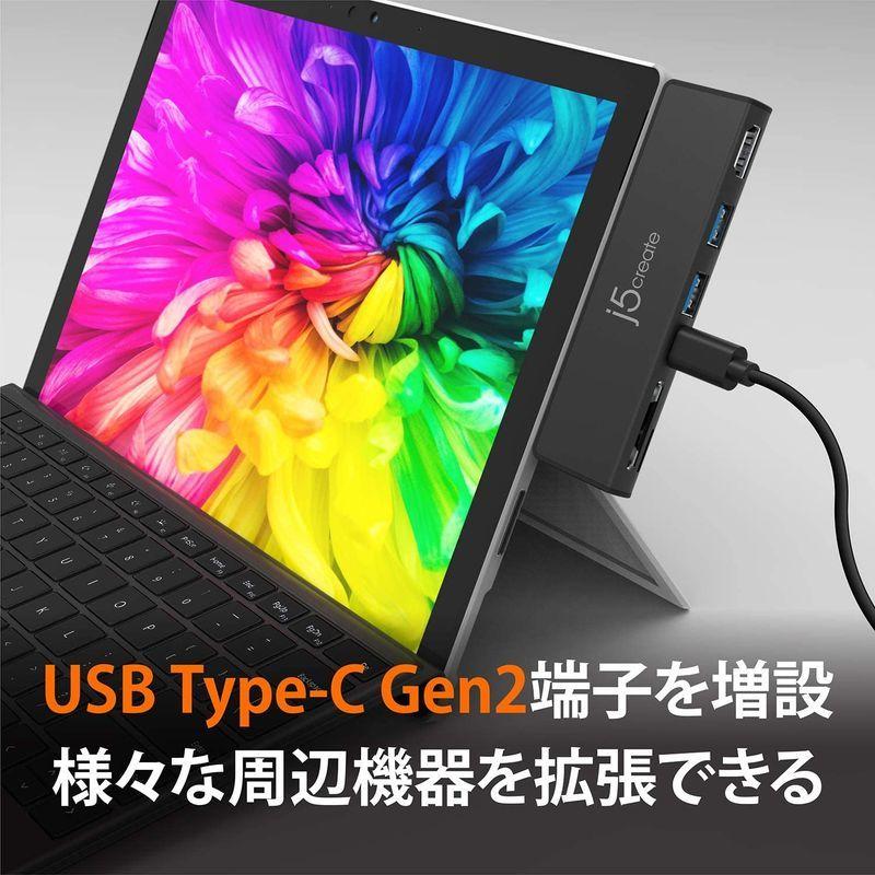 モテ j5 create Surface Pro 7専用 ミニ ドッキングステーション マルチ ハブ ブラック Power Delivery 最大