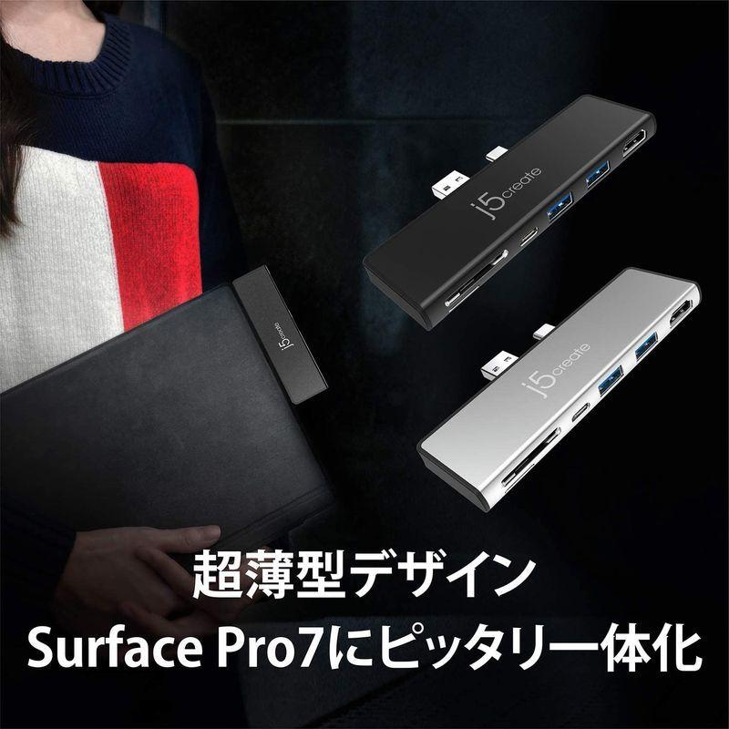 モテ j5 create Surface Pro 7専用 ミニ ドッキングステーション マルチ ハブ ブラック Power Delivery 最大