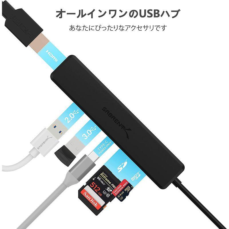 Sabrent マルチポートUSB Type-Cハブ 4K HDMI搭載｜60ワットの「PD」電力供給対応 ｜USB 3.0 1ポート｜US