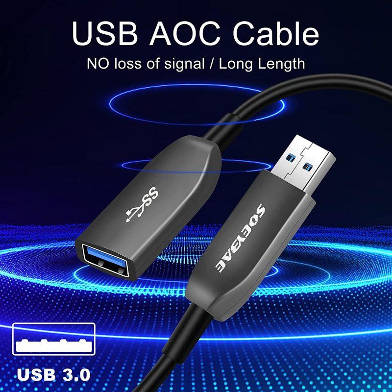 18％OFF USB 延長ケーブル 15M， USB 3.0 光ファイバー ケーブル 5Gbps