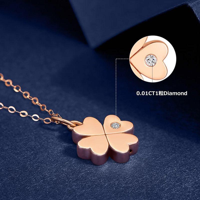 FANCIME 天然 ダイヤモンド ネックレス レディース K18 ピンクゴールド 四葉のクローバー 天然石 一粒 幸運 アクセサリー 母の FANCIME 天然 ダイヤモンド ネックレス レディース K18 ピンクゴールド 四葉のクローバー 天然石 一粒 幸運 アクセサリー 母の
