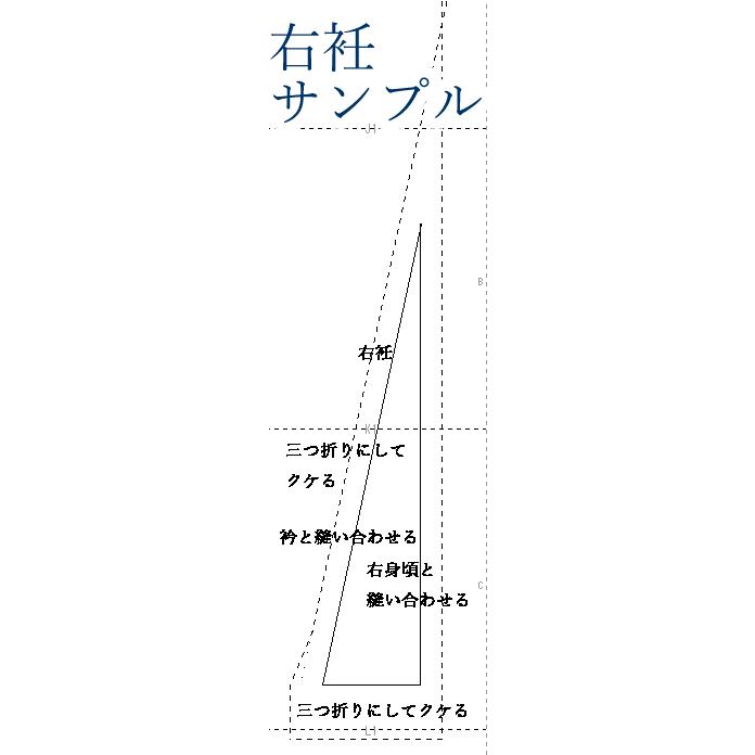 【追加オプション 袖のみ】半襦袢の袖の型紙 男女、SS~LLサイズ |  | 16