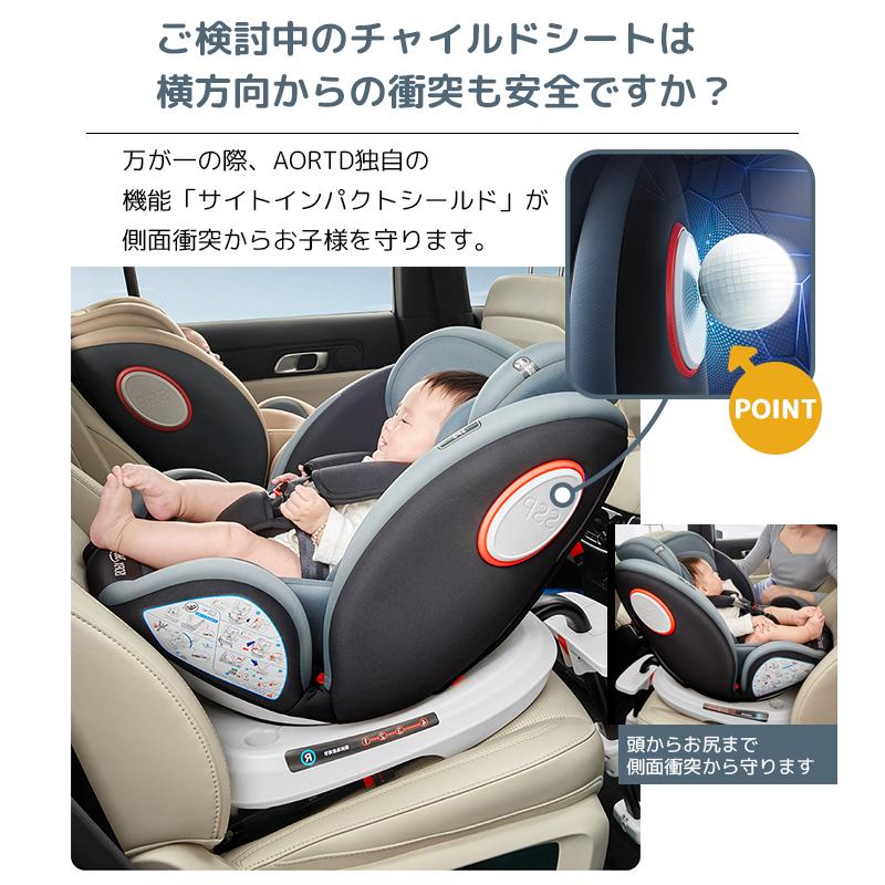 AORTD チャイルドシート 360°回転式 リクライニング ベビーシート R44
