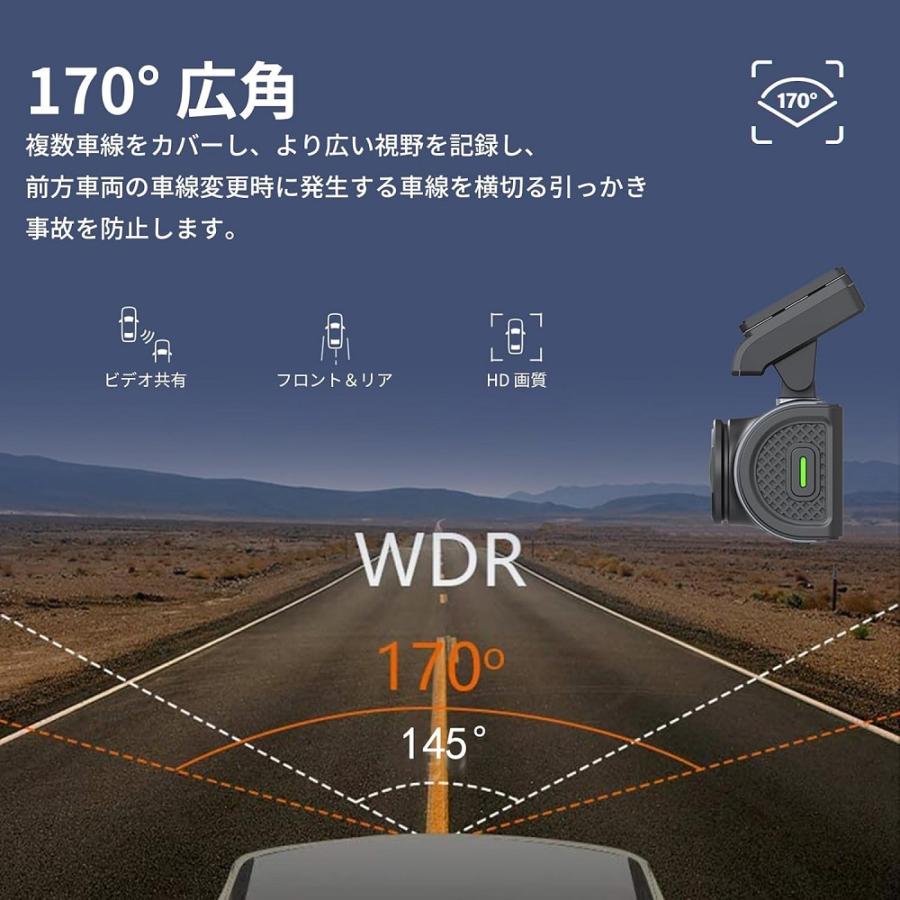 ドライブレコーダー前後カメラ4K+1080P画質 3.16インチ AORTD ドライブレコーダー 前後カメラ 4Kフロント 1080Pリア 64GBSD