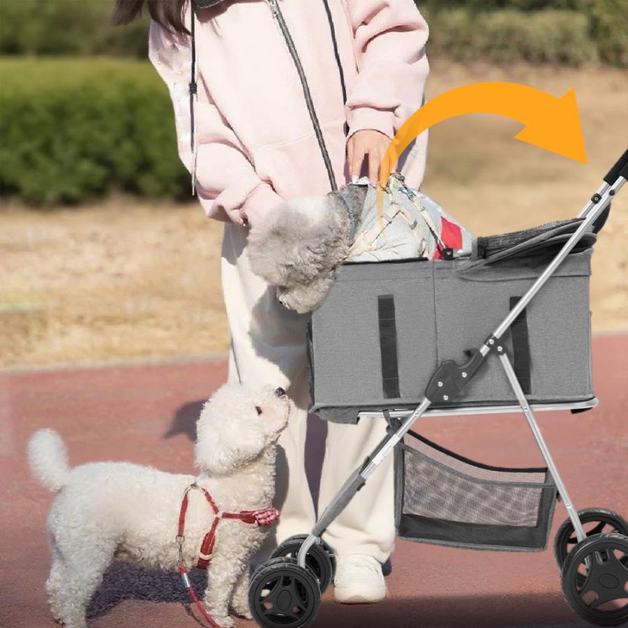 AORTD ペットカート 多頭 軽量 折りたたみ 小型犬 分離型 中型犬 取り外し可能 大型犬 ペットバギー 4輪 キャリー バスケット ペット用 犬 猫 ドライブボックス_17
