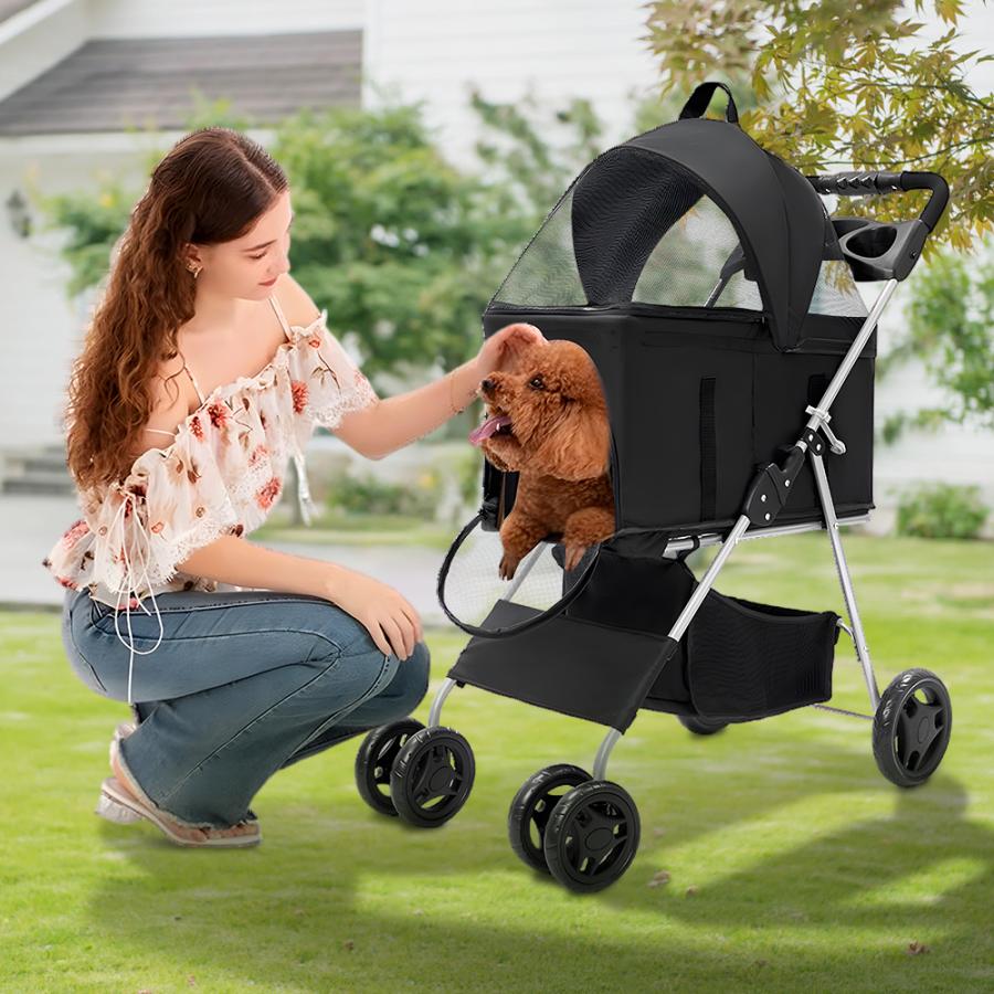 AORTD ペットカート 多頭 軽量 折りたたみ 小型犬 分離型 中型犬 取り外し可能 大型犬 ペットバギー 4輪 キャリー バスケット ペット用 犬 猫 ドライブボックス_5