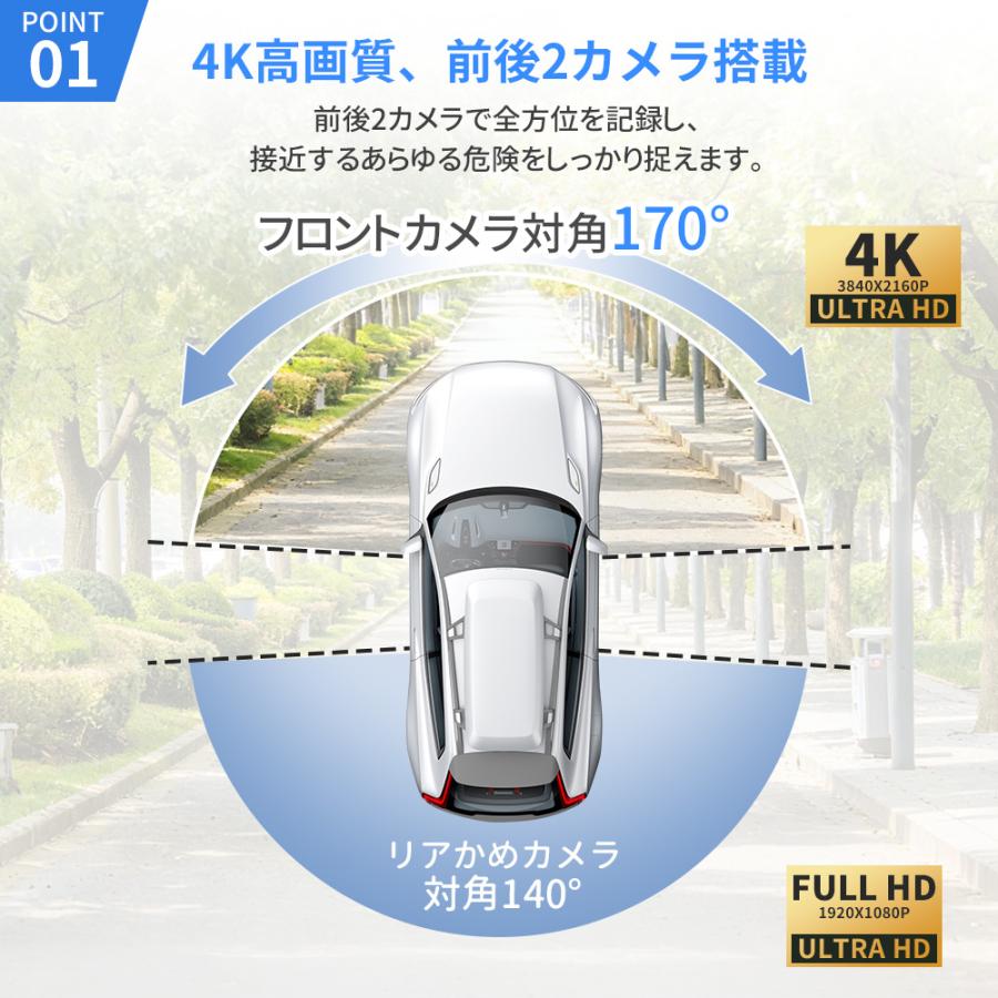 AORTD ドライブレコーダー ミラー型 10インチ 4k 前後2カメラ
