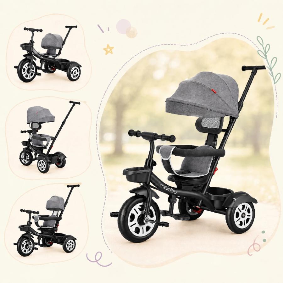 AORTD 三輪車 5in1 折りたたみ 1歳 2歳 3歳 手押し棒付き 子供用三輪車
