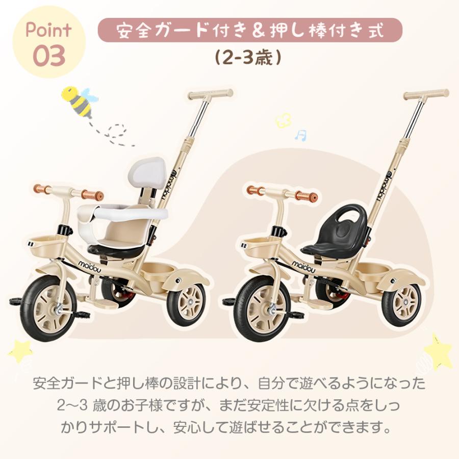 AORTD 三輪車 5in1 折りたたみ 1歳 2歳 3歳 手押し棒付き 子供用三輪車