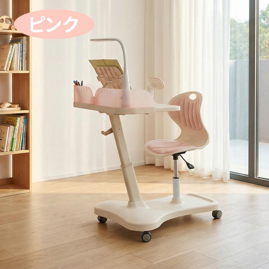 学習用机、棚、椅子 AORTD 学習机 学習机セット 小学校 椅子付き ライト 姿勢サポート 移動