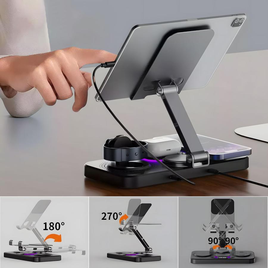 AORTD ワイヤレス充電器 4in1 スタンド かわいい 充電スタンド 携帯