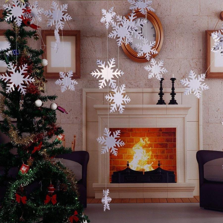 8本入り 雪の結晶 ガーランド デコレーション 愛用 ペーパー 雪花 スノー 飾り付け 新作続 白 クリスマス 可愛い