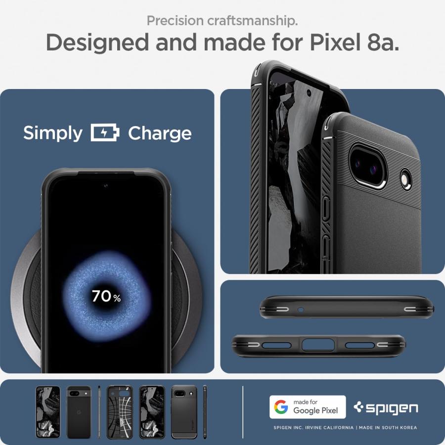 Spigen Google Pixel 8a ケース ワイヤレス充電 ストラップホール付き 