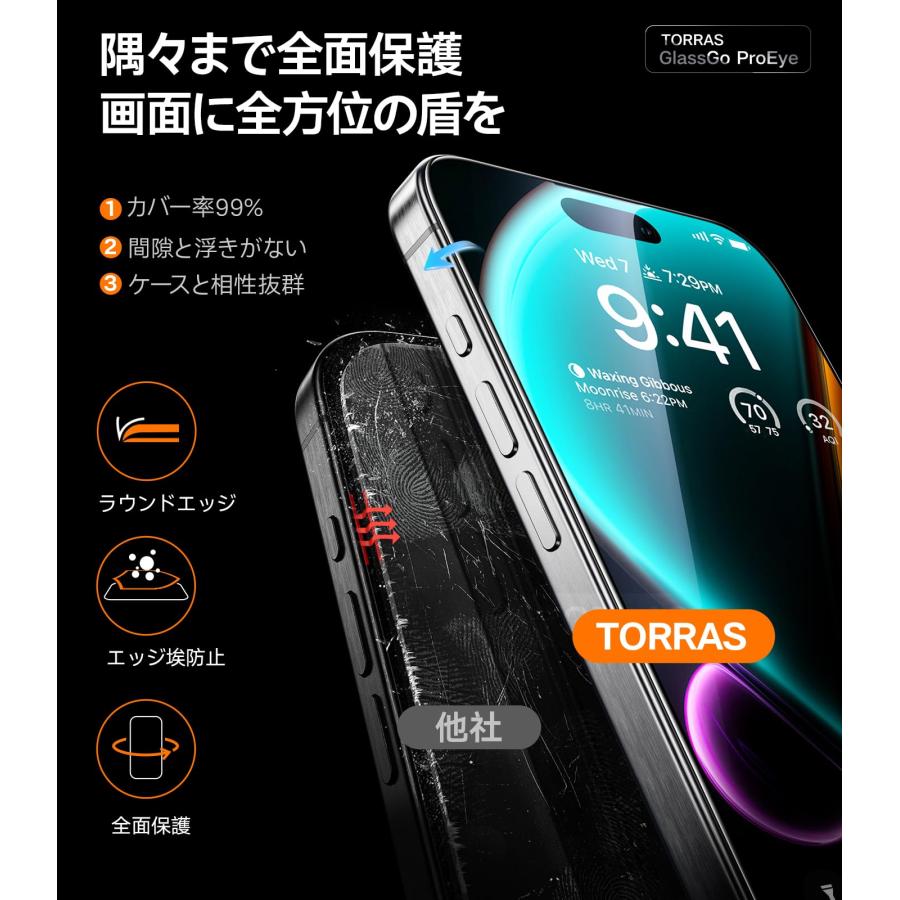 TORRAS TORRAS iPhone16 ガラスフィルム 2枚入 ブルーライトカット