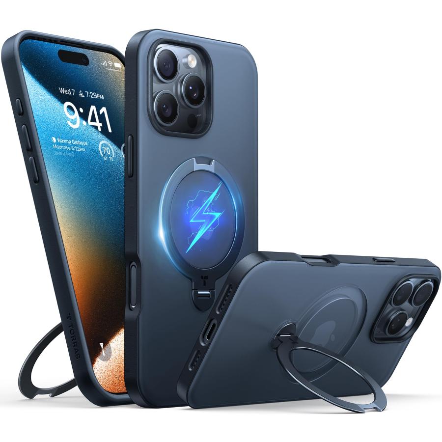 TORRAS TORRAS iPhone16ProMax ケース ゼンマイ式スタンド 縦横両対応