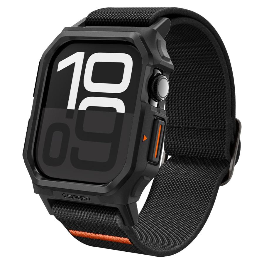 Spigen Apple Watch10 ベルト 42mm対応 ケース一体型 調整可能 ファブリック ライトフィットプロ ACS08594 マットブラック