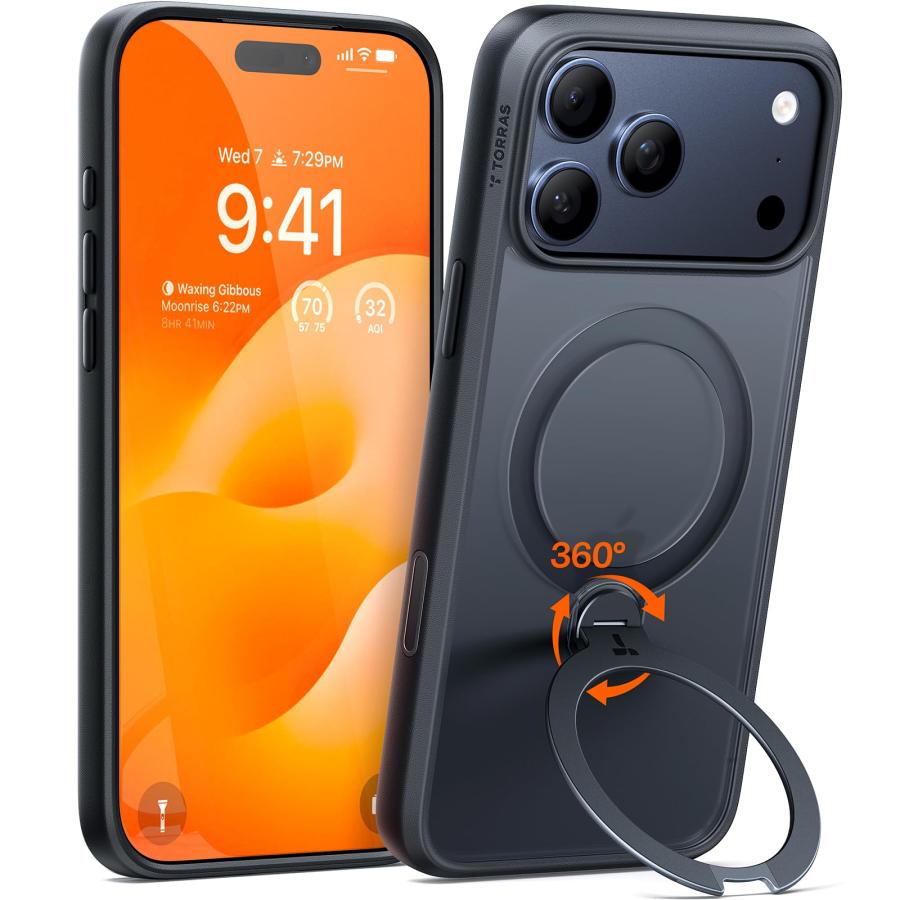 TORRAS iPhone17Pro ケース Magsafe対応 ゼンマイ式スタンド