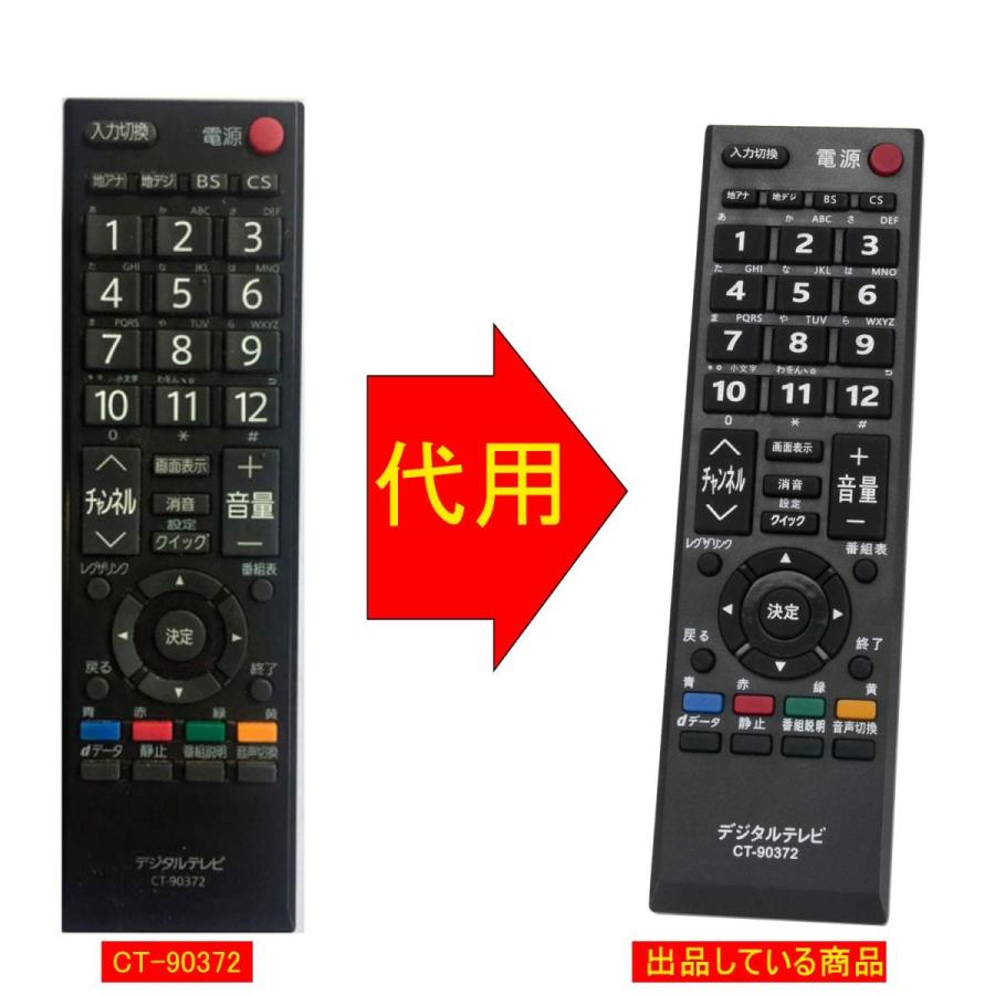 互換品 東芝 レグザ テレビ リモコン CT-90372 CT-90372A 代用リモコン