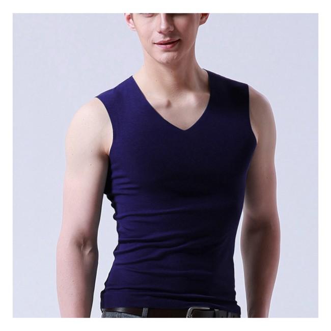 メンズ インナー シームレス ノースリーブ Vネック シャツ 肌着 下着 T