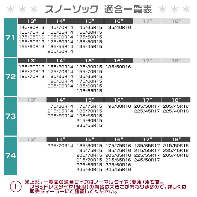 スノーソック タイヤチェーン カーチェーン 非金属 スノーチェーン タイヤ チェーン 1セット(タイヤ2本分) 73サイズ｜wm-world｜07