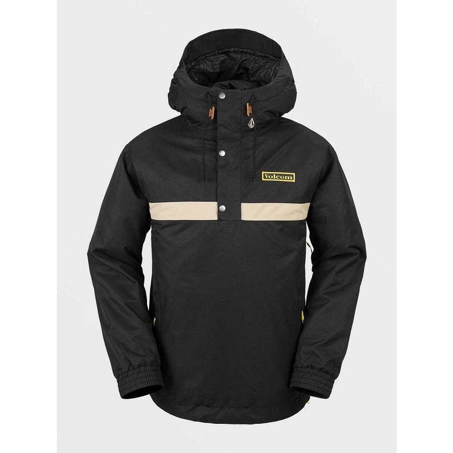 スノーボードウェア VOLCOM LONGO PULLOVER ジャケット XL 新品】24 VOLCOM LONGO PULLOVER JACKET - BLACK XL 正規品 ジャケット