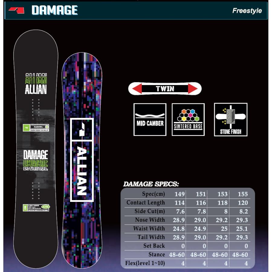 新品】26 ALLIAN DAMAGE 155 正規品 保証付 スノーボード オール