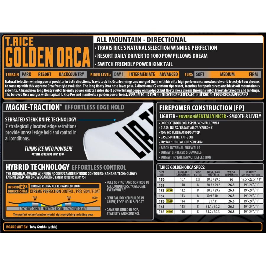 LIB TECH（リブテック） 25-26 LIBTECH T.RICE GOLDEN ORCA 国内正規品